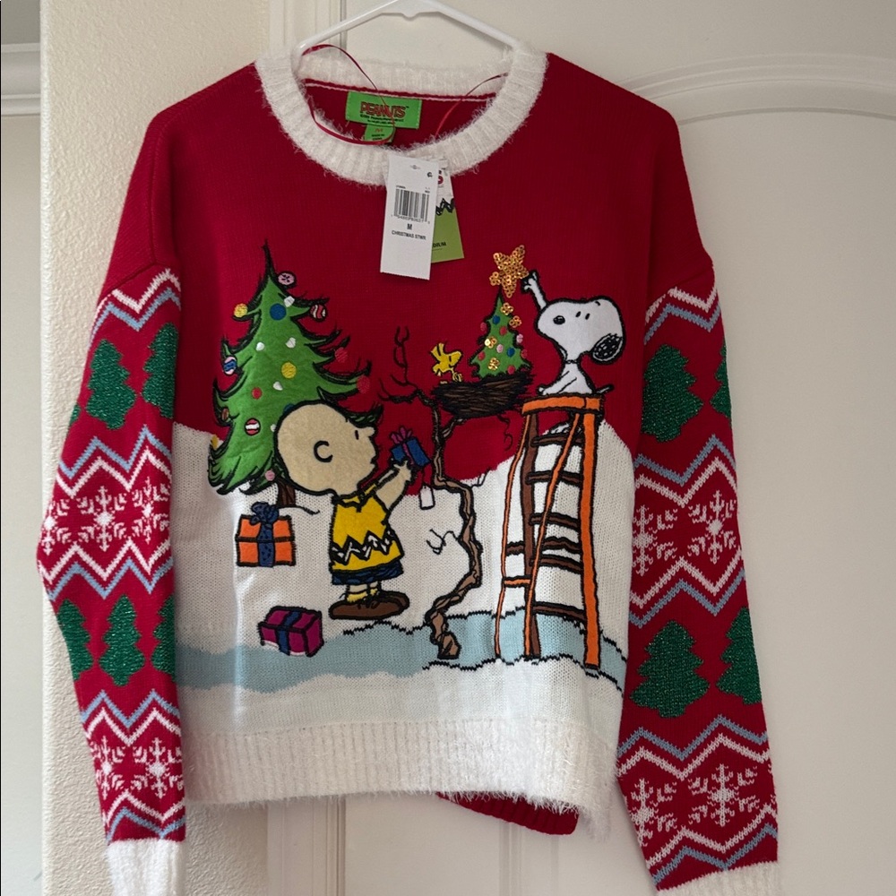 Peanuts Festive Red Sweater with Characters